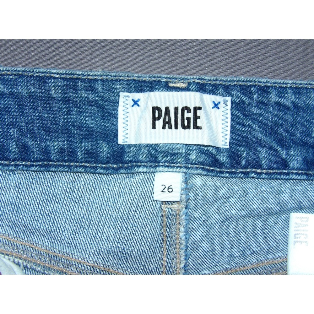 PAIGE Medium Wash Stretch SASHA Wide Leg High Rise Denim Jeans Women's 26 - Picture 9 of 9